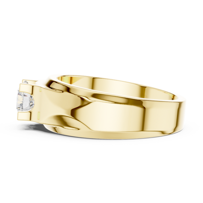 Four Corner Prong Round Shape Lab Grown Diamond Ring Solitaire Band