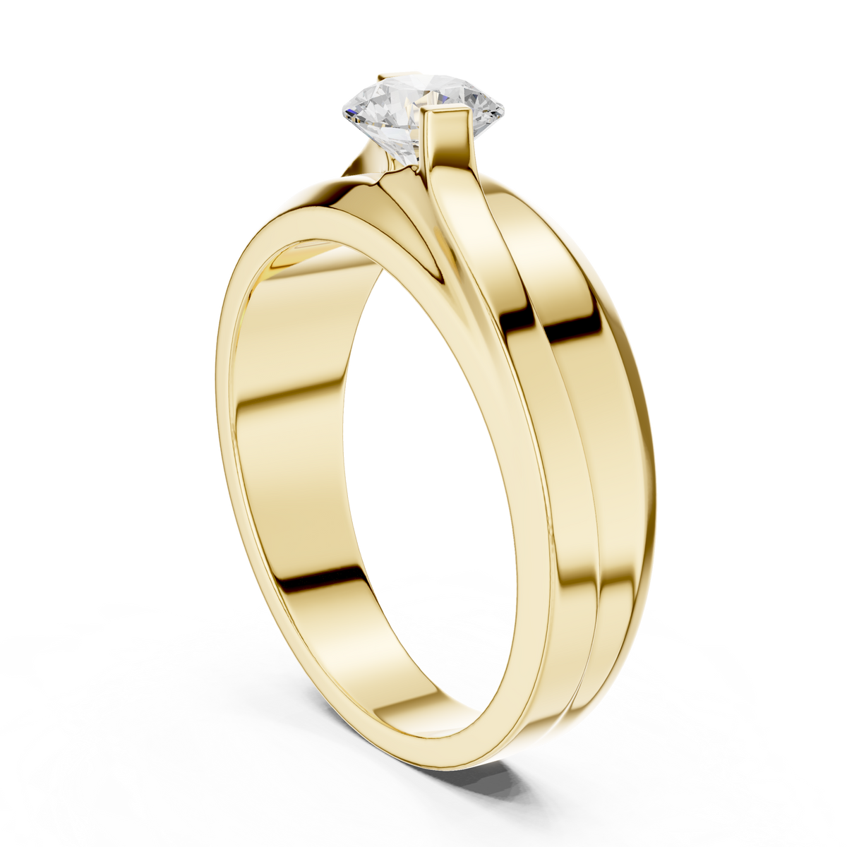 Bypass Set Round Shape Lab Grown Diamond Solitaire Ring