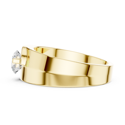 Two Prong Round Shape Lab Grown Diamond Ring Curved Collar Solitaire Band