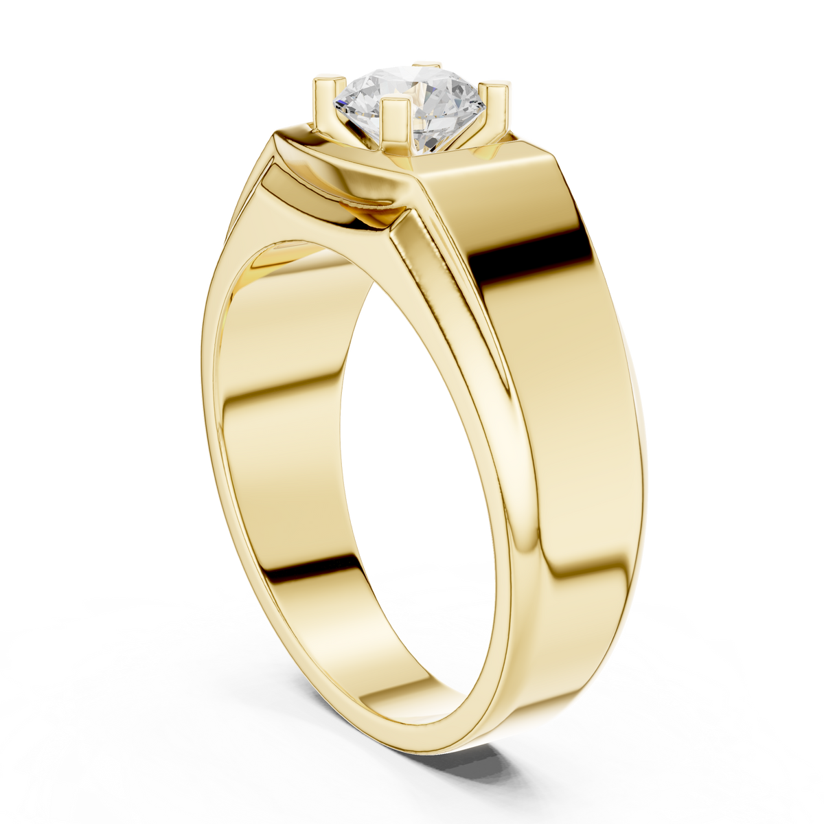 Four Prong Round Shape Lab Grown Diamond Cushion Frame Solitaire Ring