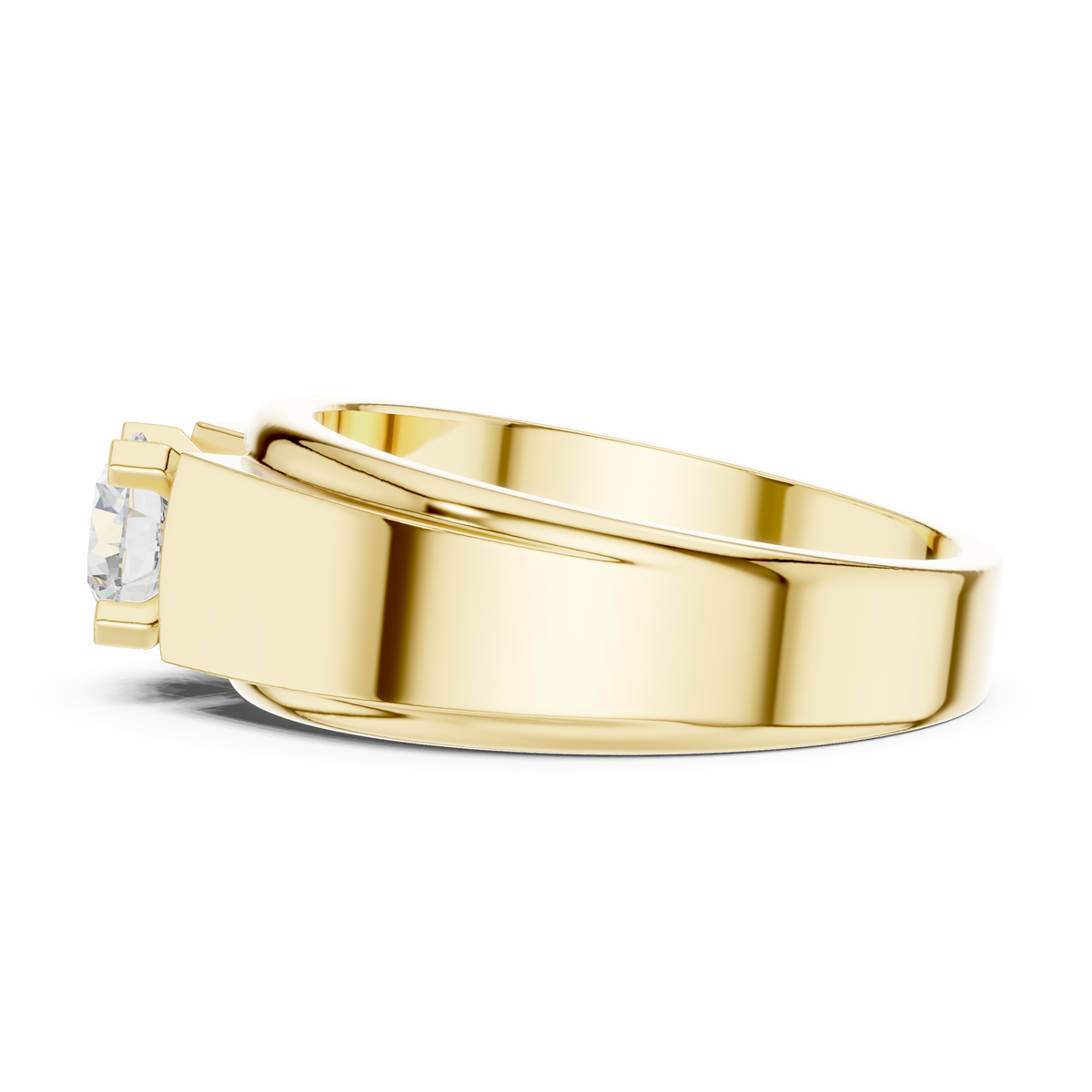 Four Prong Round Shape Lab Grown Diamond Solitaire Ring Step Band Style