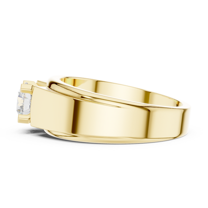 Four Prong Round Shape Lab Grown Diamond Solitaire Ring Step Band Style