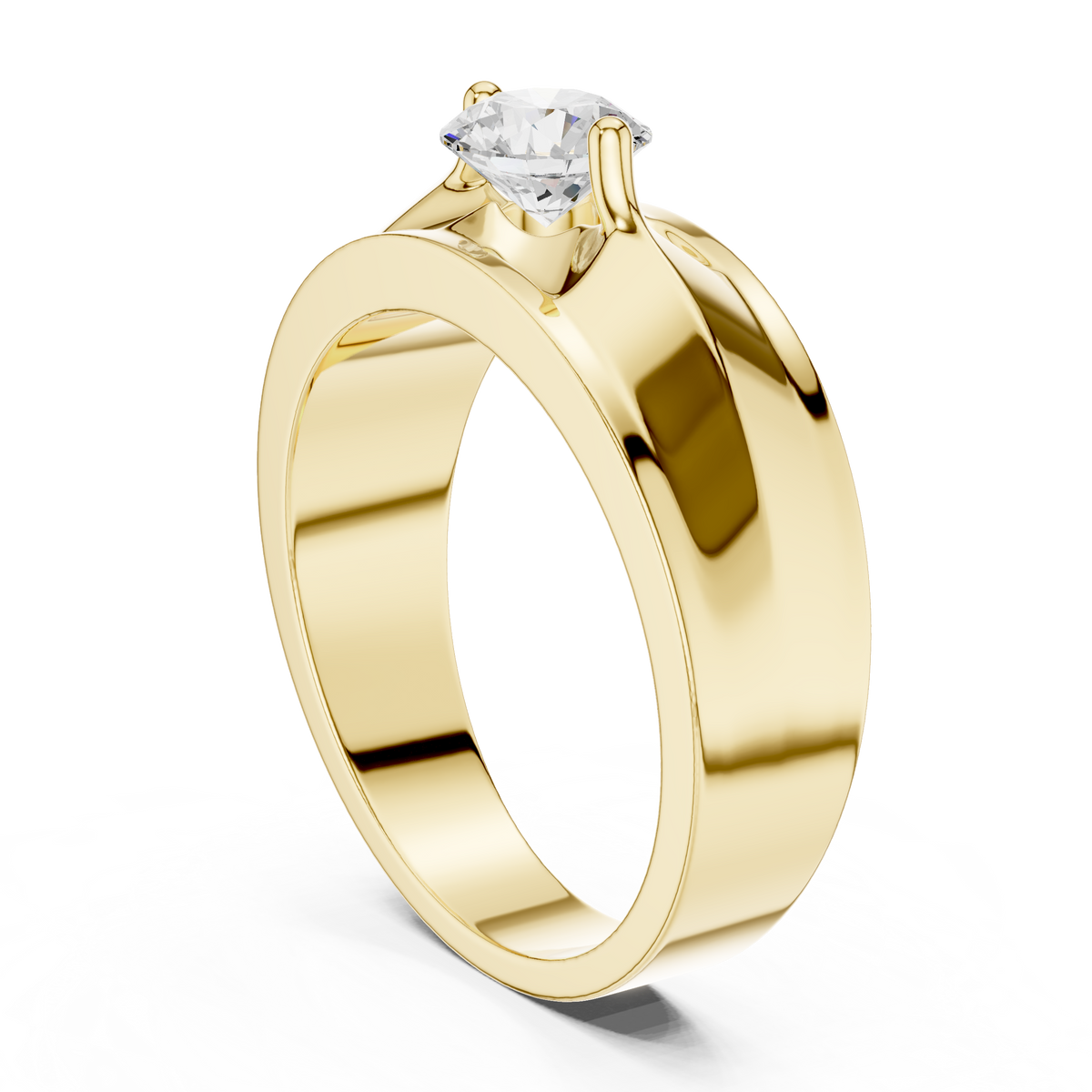 Two Prong Round Shape Lab Grown Diamond Ring Floating Solitaire Band