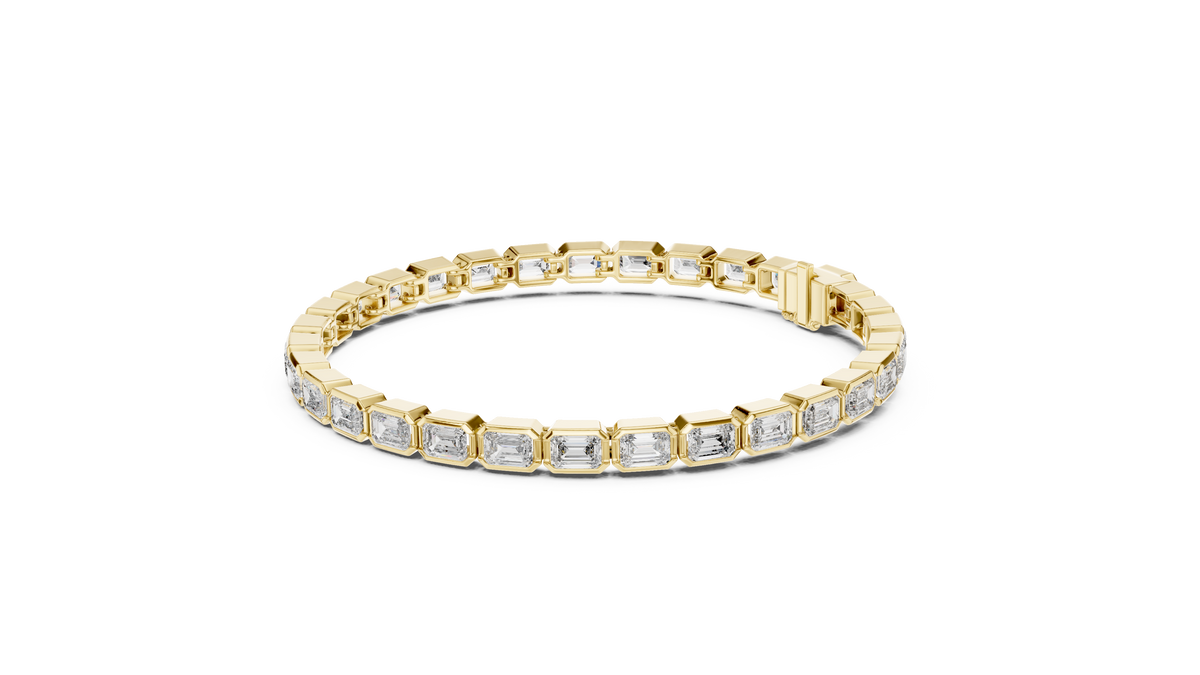 The Bezel Set Emerald-Cut Lab Grown Diamond Tennis Bracelet