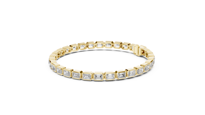 The Bezel Set Emerald-Cut Lab Grown Diamond Tennis Bracelet