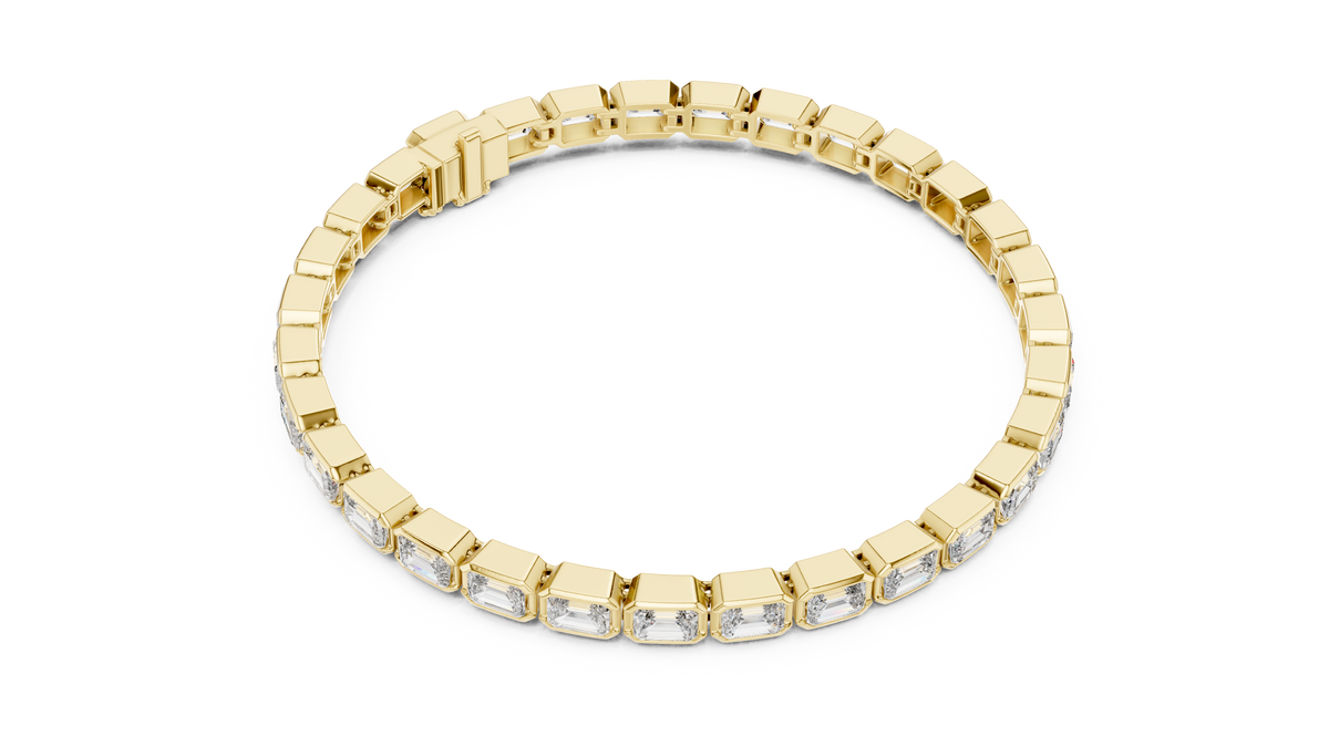The Bezel Set Emerald-Cut Lab Grown Diamond Tennis Bracelet