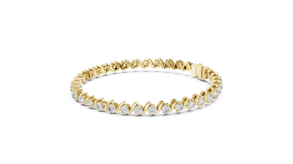S-Curve Wave Round Lab Grown Diamond Tennis Bracelet.