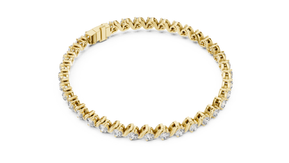 S-Curve Wave Round Lab Grown Diamond Tennis Bracelet.