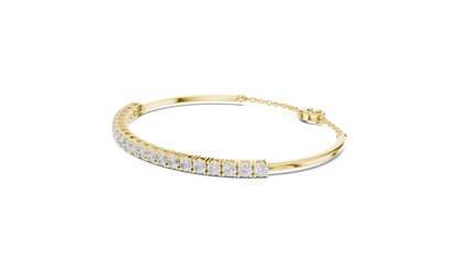 Half-Tennis Chain Hybrid Round Lab Grown Diamond Bangle Bracelet.