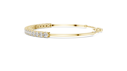 Half-Tennis Chain Hybrid Round Lab Grown Diamond Bangle Bracelet.