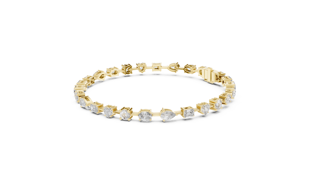 Mixed Shape Lab Grown Diamond Tennis Bracelet.