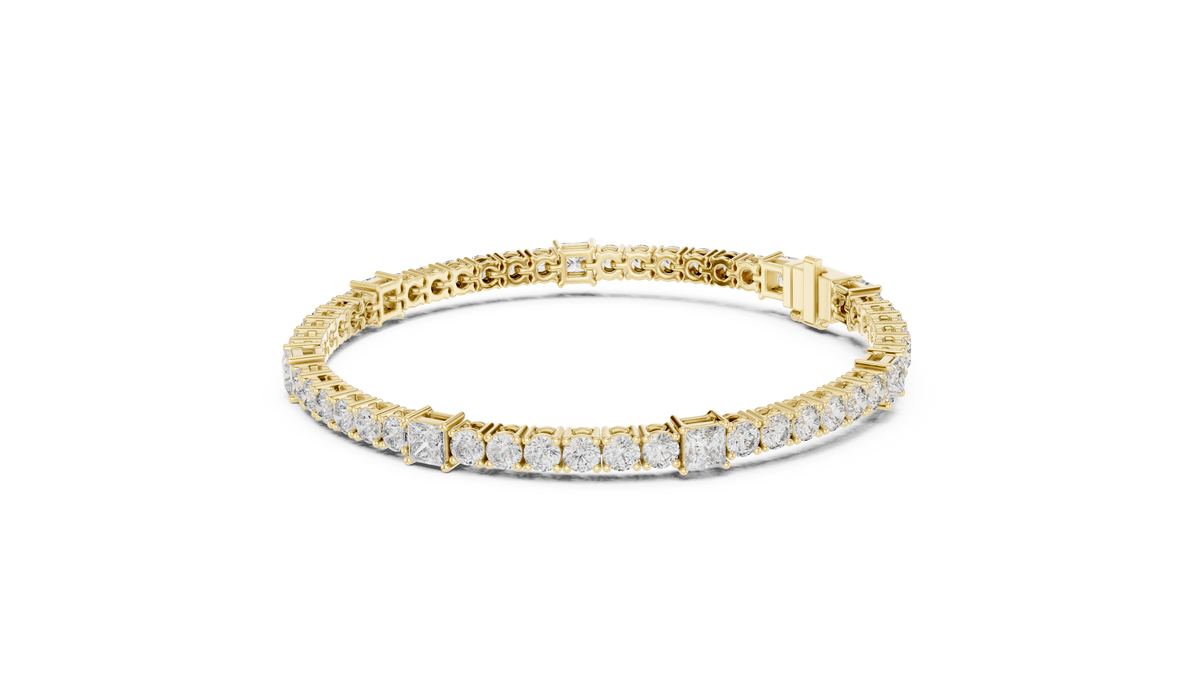 Alternating Princess & Round Lab Grown Diamond Tennis Bracelet.
