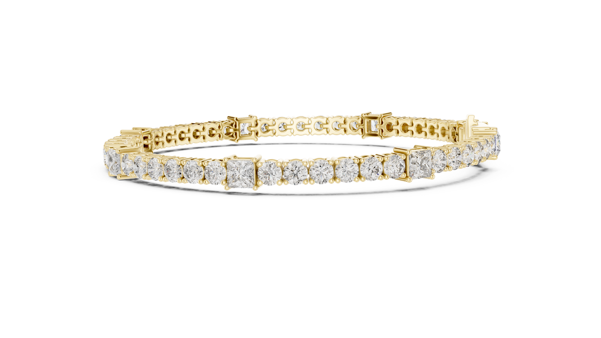 Alternating Princess & Round Lab Grown Diamond Tennis Bracelet.