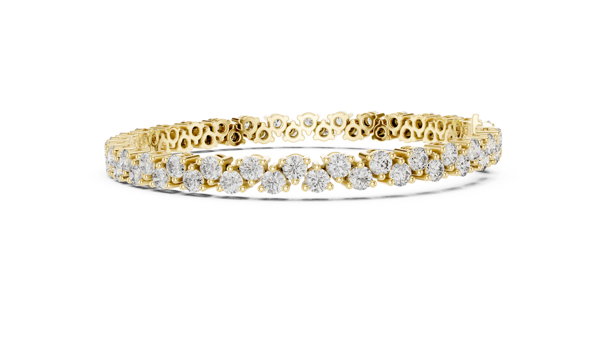 The Starlight Wave Two-Row Lab Grown Diamond Cluster Tennis Bracelet.