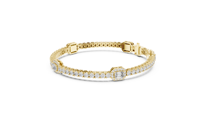 The Empress Emerald Cut Halo Station Lab Grown Diamond Tennis Bracelet.