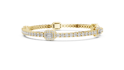 The Empress Emerald Cut Halo Station Lab Grown Diamond Tennis Bracelet.