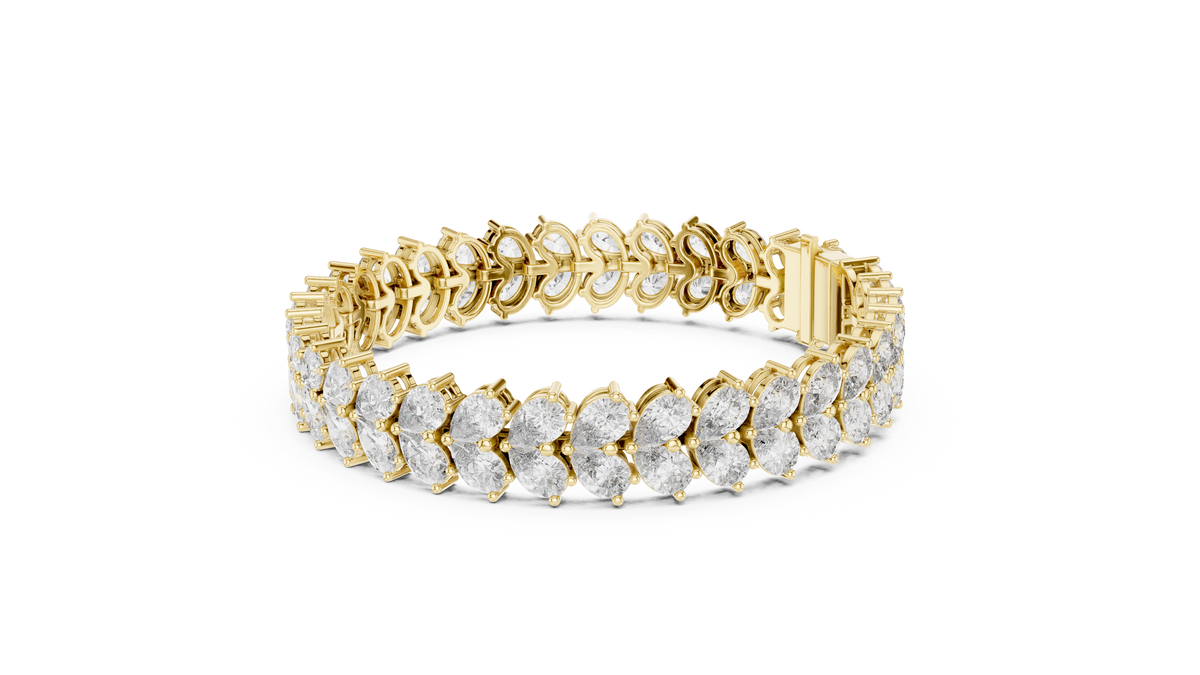 Double-Row Pear-Cut Lab Grown Diamond Tennis Bracelet