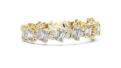 Alternating Angled Emerald & Round Lab Grown Diamond Tennis Bracelet