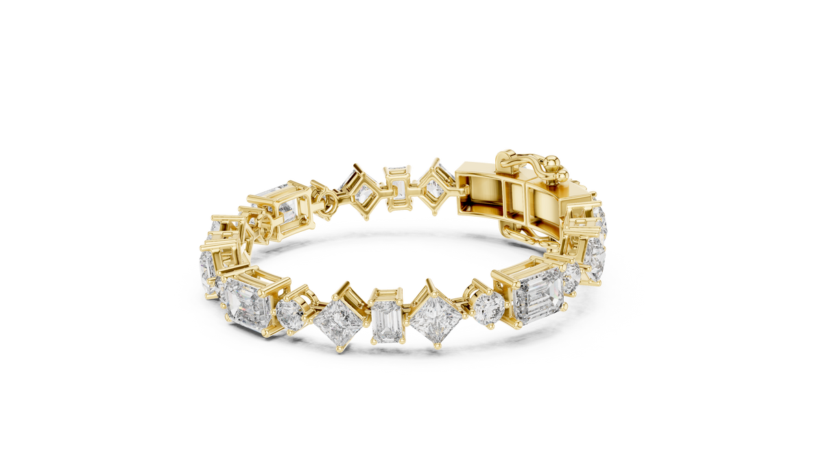 The Mosaic Multi-Shape Fancy Cut Lab Grown Diamond Tennis Bracelet.
