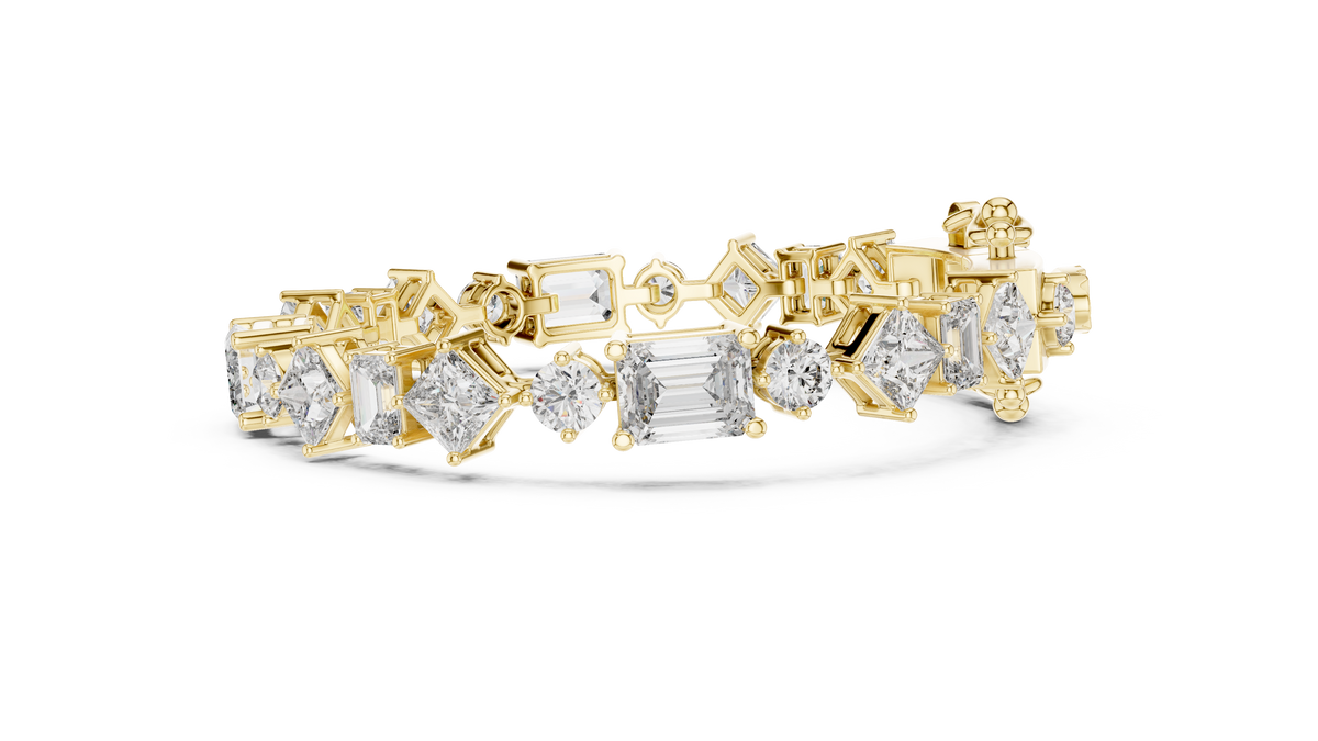 The Mosaic Multi-Shape Fancy Cut Lab Grown Diamond Tennis Bracelet.