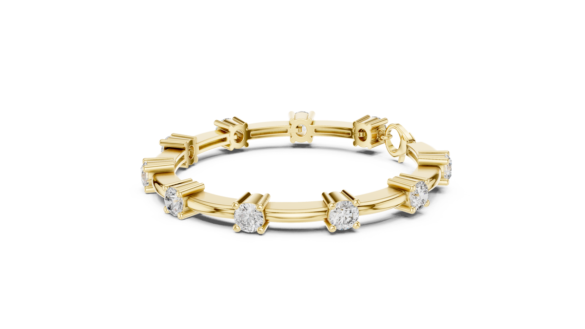 Round Lab Grown Diamond Station Bracelet with Lobster Clasp