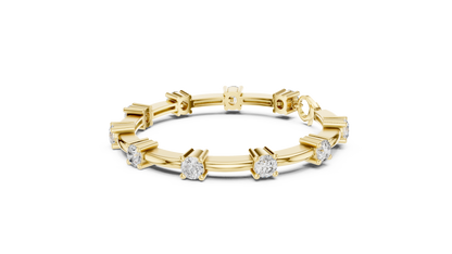Round Lab Grown Diamond Station Bracelet with Lobster Clasp