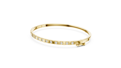 Alternating Lab Grown Diamond & Square Block Hinged Bangle
