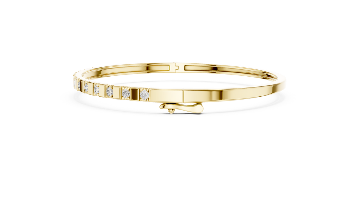 Alternating Lab Grown Diamond & Square Block Hinged Bangle