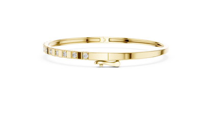 Alternating Lab Grown Diamond & Square Block Hinged Bangle
