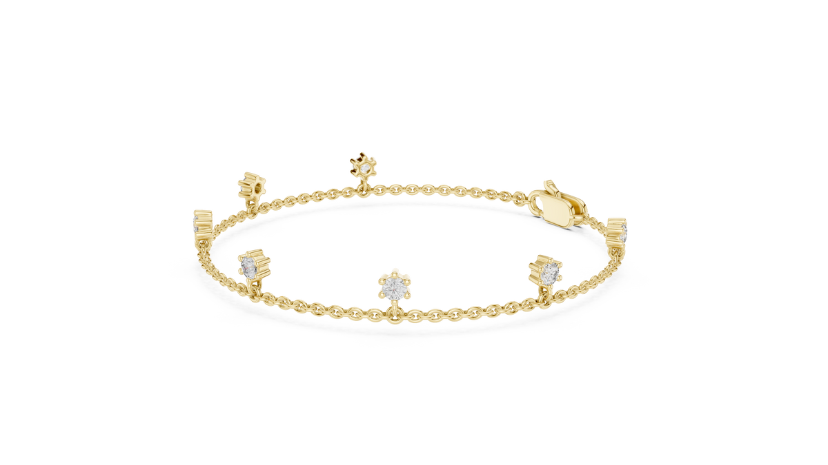 Lab Grown Diamond Dangle Station Chain Bracelet
