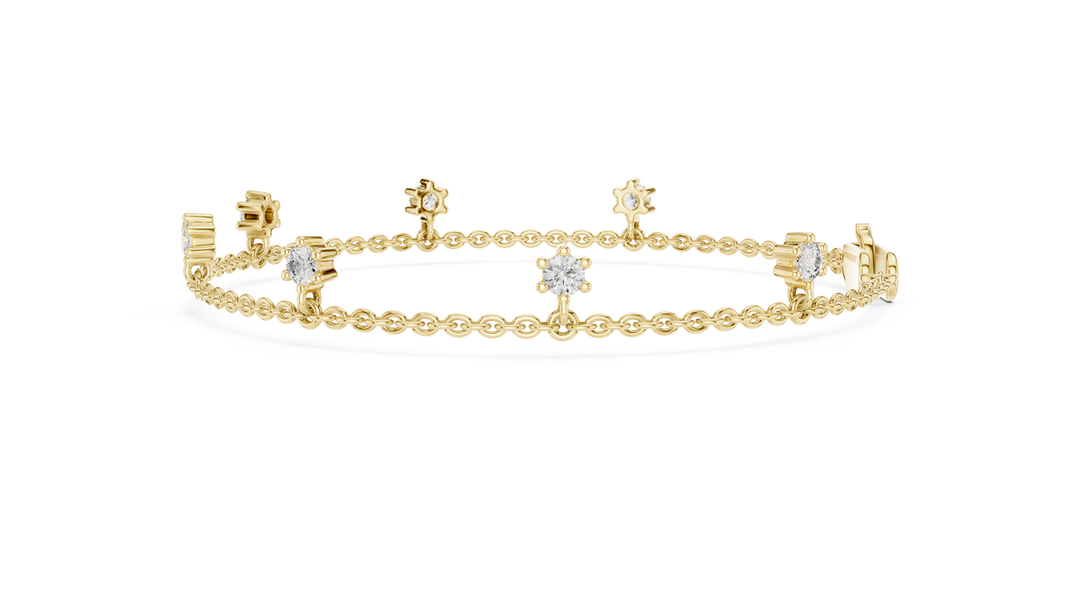 Lab Grown Diamond Dangle Station Chain Bracelet