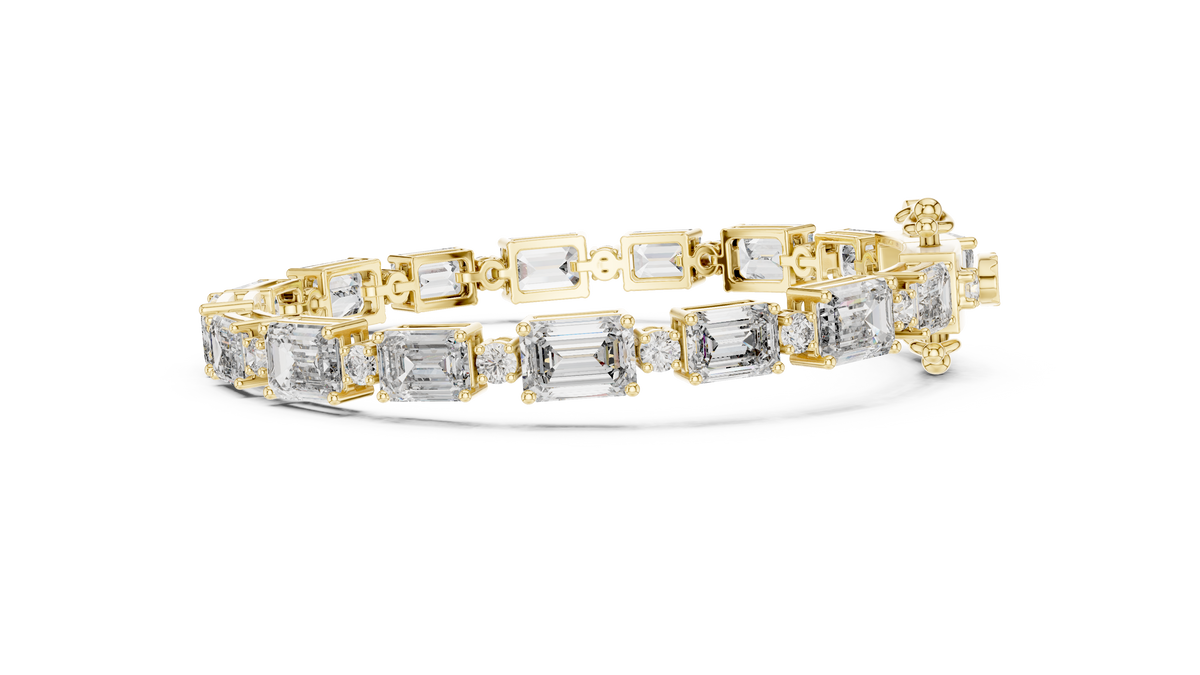 The Grand East-West Emerald & Round Lab Grown Diamond Tennis Bracelet.