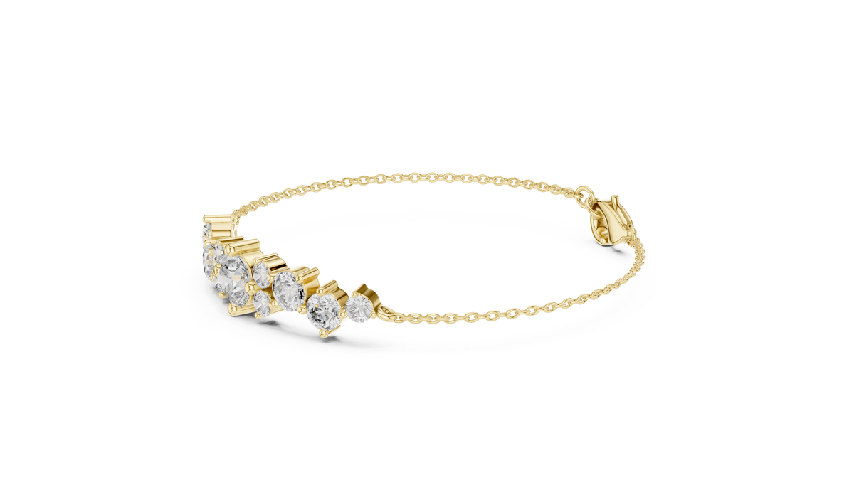The Astral Graduated Round Lab Grown Diamond Cluster Station Chain Bracelet.