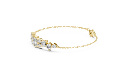 The Astral Graduated Round Lab Grown Diamond Cluster Station Chain Bracelet.