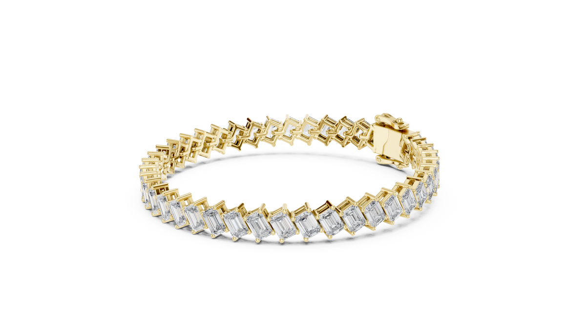 Diagonal Emerald Cut Lab Grown Diamond Tennis Bracelet