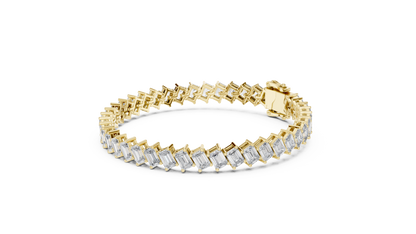 Diagonal Emerald Cut Lab Grown Diamond Tennis Bracelet