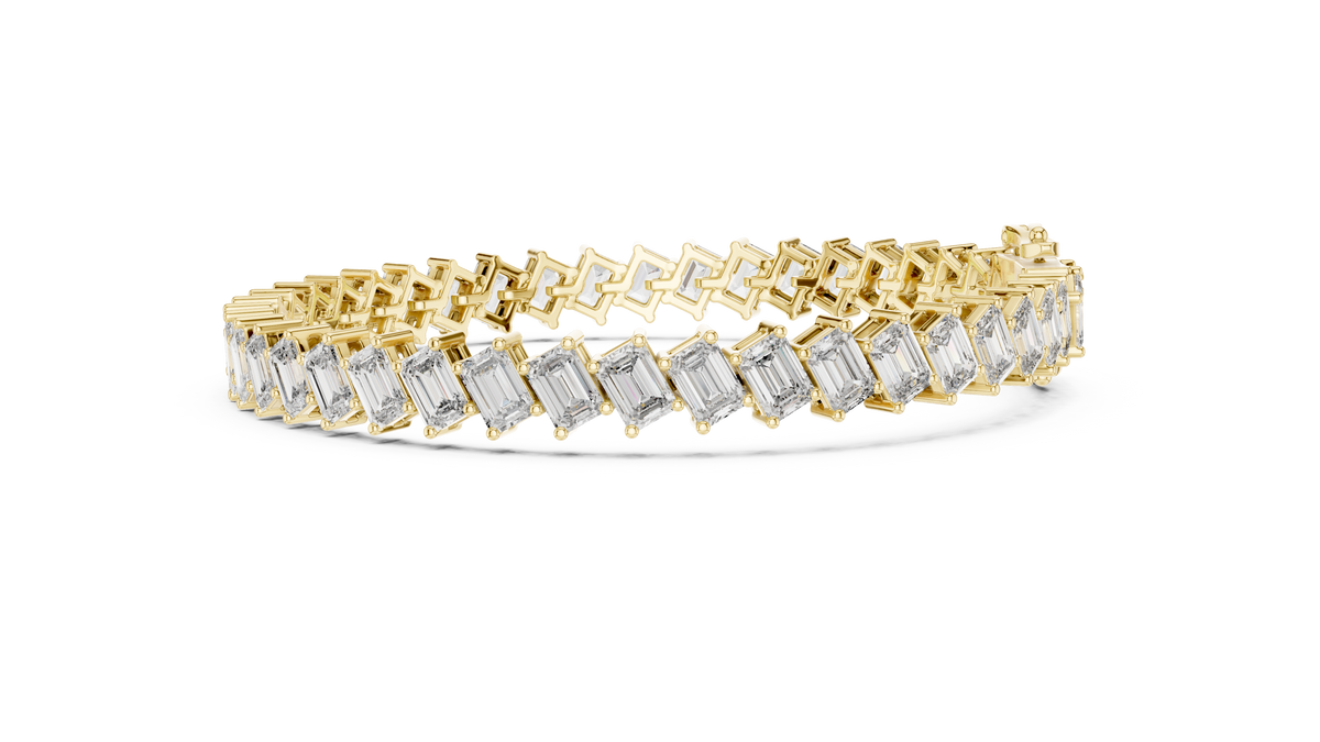 Diagonal Emerald Cut Lab Grown Diamond Tennis Bracelet