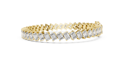 Diagonal Emerald Cut Lab Grown Diamond Tennis Bracelet