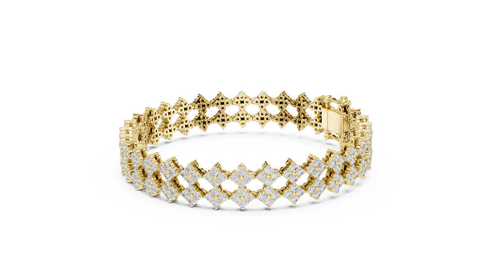 Double-Row Floral Cluster Lab-Grown Diamond Statement Tennis Bracelet