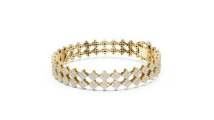 Double-Row Floral Cluster Lab-Grown Diamond Statement Tennis Bracelet