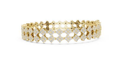 Double-Row Floral Cluster Lab-Grown Diamond Statement Tennis Bracelet