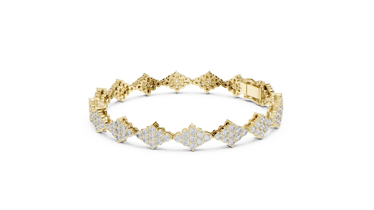 Diamond Cluster Motif Lab Grown Diamond Tennis Bracelet