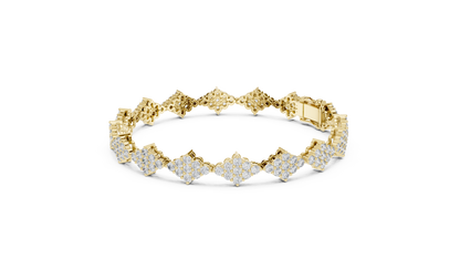Diamond Cluster Motif Lab Grown Diamond Tennis Bracelet