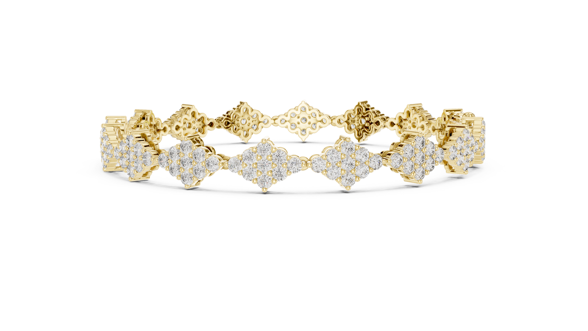Diamond Cluster Motif Lab Grown Diamond Tennis Bracelet