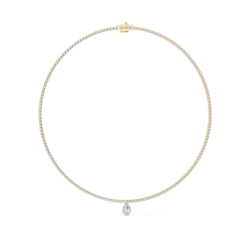 The Royal Pear Cut Charm Tennis Lab Grown Diamond Necklace.