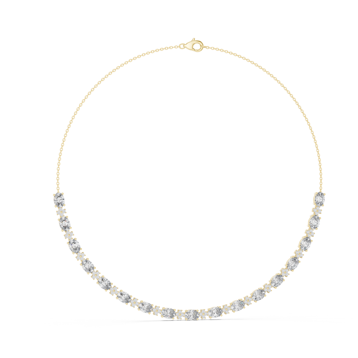 Graduated Oval & Round Lab Grown Diamond Frontal Station Necklace