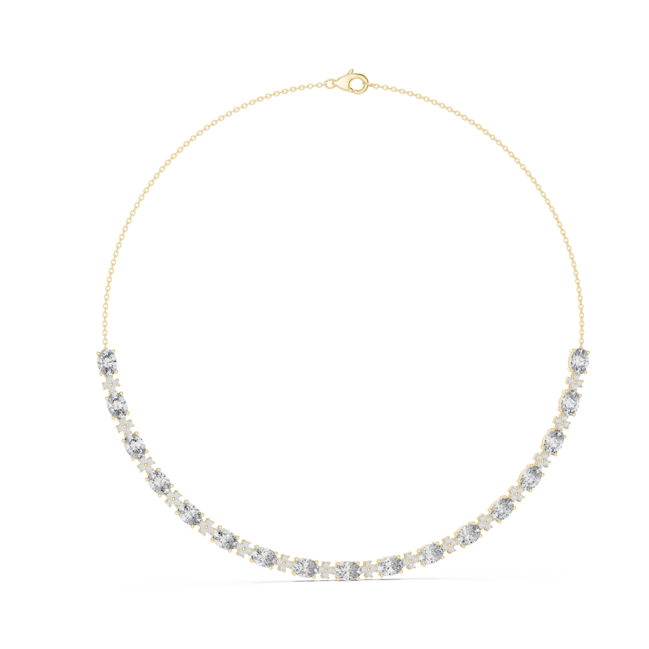 Graduated Oval & Round Lab Grown Diamond Frontal Station Necklace