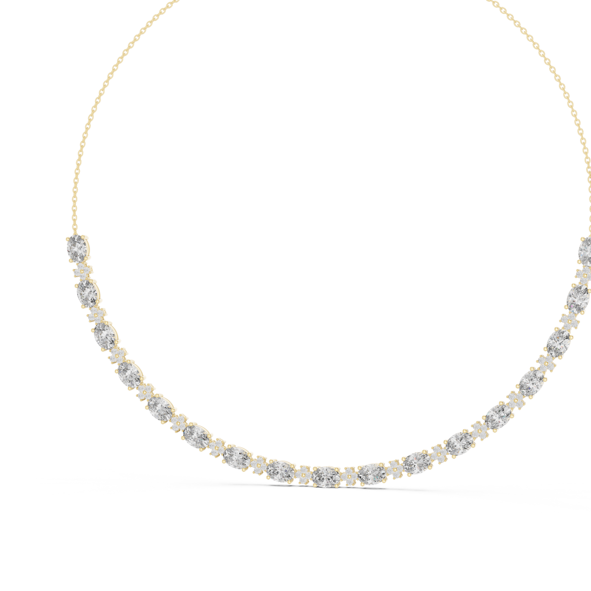 Graduated Oval & Round Lab Grown Diamond Frontal Station Necklace