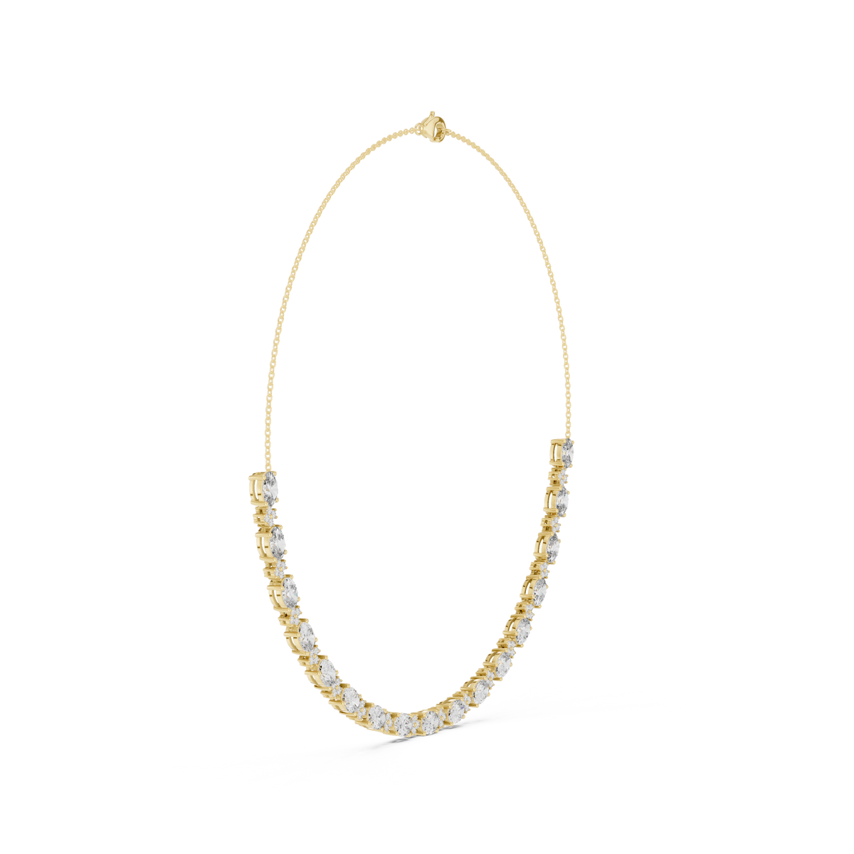 Graduated Oval & Round Lab Grown Diamond Frontal Station Necklace
