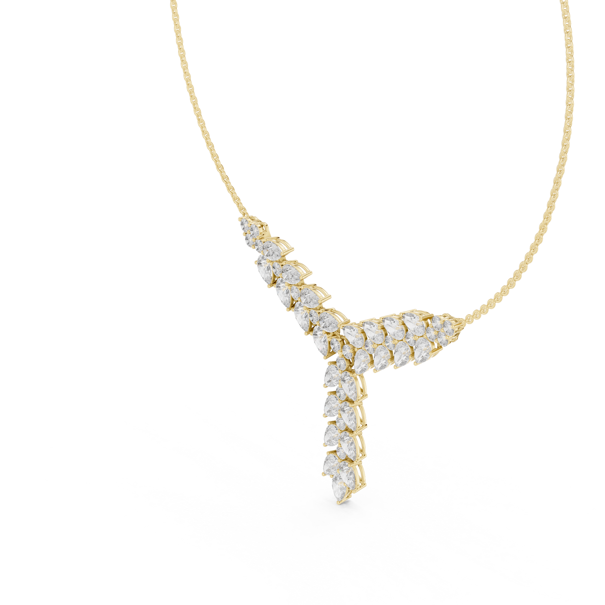The Imperial Pear Cut Botanical Vine Y-Drop Lab Grown Diamond Pendant